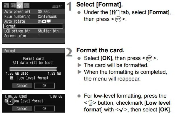 How to Format a Memory Card for a Canon Camera
